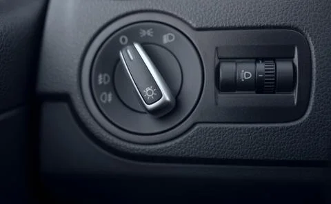 Headlight range adjustment in the car Foto stock