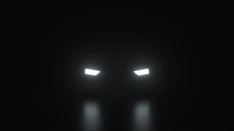 Headlights of an approaching car, computer generated. 3d rendering modern Illustrazione stock