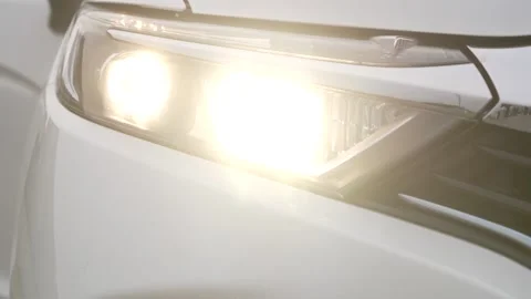 Headlights on a car Stock Footage 169732512