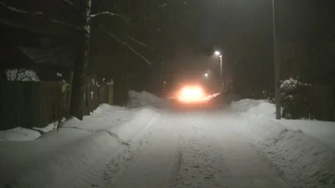 Headlights in the fog evening winter Stock Footage 147101401
