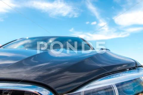 The headlights (lenses) car, front camera location in the daytime Stock Photos