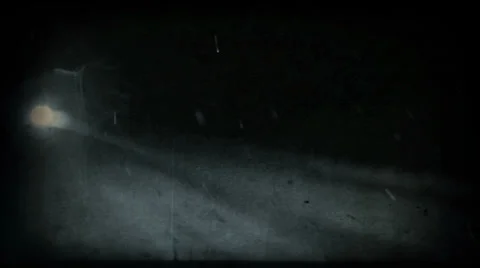 Headlights of oncoming car. Retro styled, HD Stock Footage 33477304