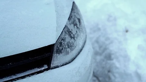 Headlights in the snow Stock Footage 85927898