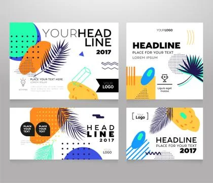 Headline banner - modern vector set of abstract images Stock Illustration