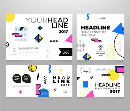 Headline banner - modern vector set of abstract images Stock Illustration