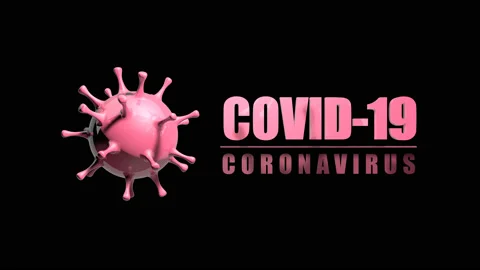 Headline COVID-19 text and coronavirus render model animation Stock Footage