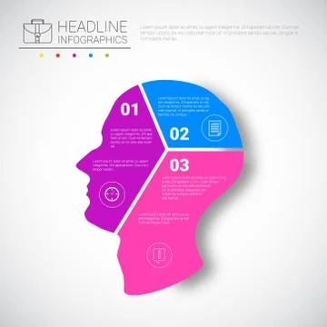 Headline Infographic Design Head Steps Business Data Graphic Collection Stock Illustration