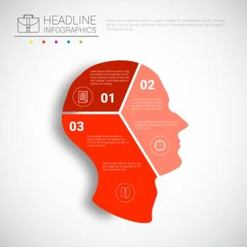 Headline Infographic Design Head Steps Business Data Graphic Collection Stock Illustration
