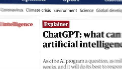 Headline news across international media with chat GPT artificial intelligence Stock Footage 246377108