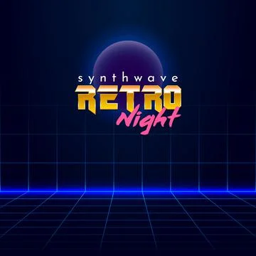 Headline signboard text synthwave retro night Illustrazione stock