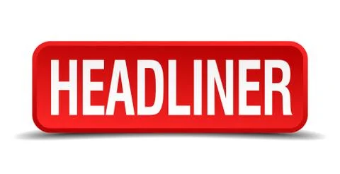 Headliner red 3d square button on white background Illustrazione stock