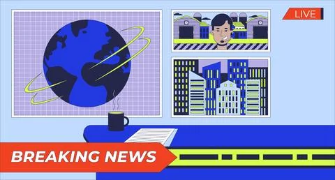 Headlines breaking news studio flat illustration Stock Illustration