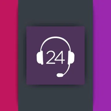 Headphone, 24 support service, headset icon, technical support, contact us, h Stock-Illustration