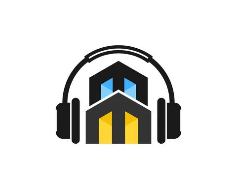 Headphone with abstract building inside Ilustración de archivo
