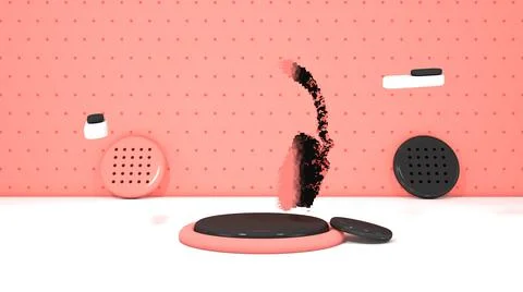 Headphone Animation View 02( 3D illustration, 3D rendering ) Stock Illustration