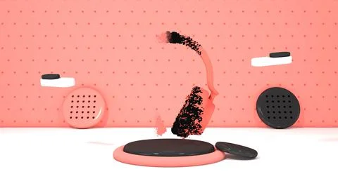 Headphone Animation View 03( 3D illustration, 3D rendering ) Stock Illustration