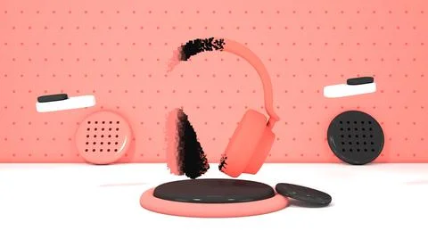 Headphone Animation View 04( 3D illustration, 3D rendering ) Stock Illustration