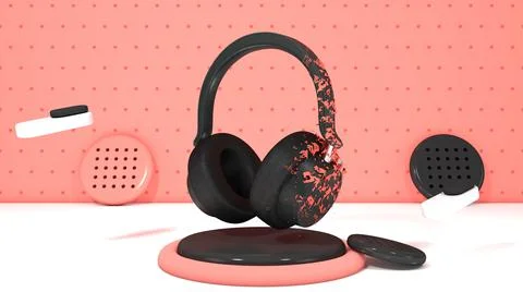 Headphone Animation View 09( 3D illustration, 3D rendering ) イラスト素材