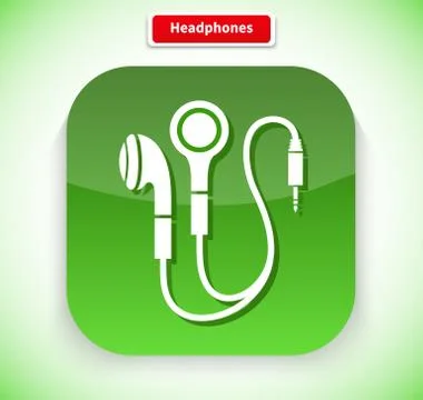 Headphone App Icon Flat Style Design 스톡 일러스트