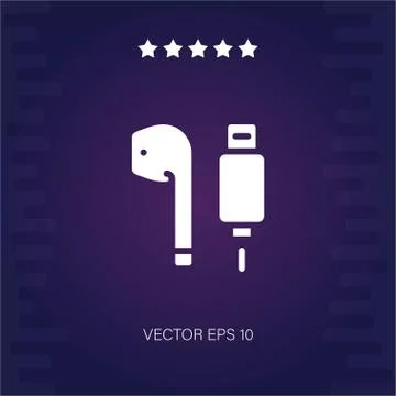 Headphone cable vector icon Illustrazione stock
