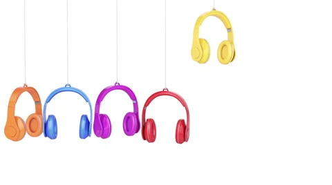 Headphone colors on white background Stock Footage 67833064