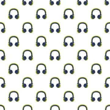 Headphone device endless seamless pattern for sound background Ilustração Stock