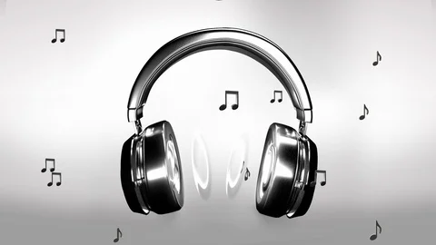 Headphone durm black effect note chrom Stock Footage 121983410