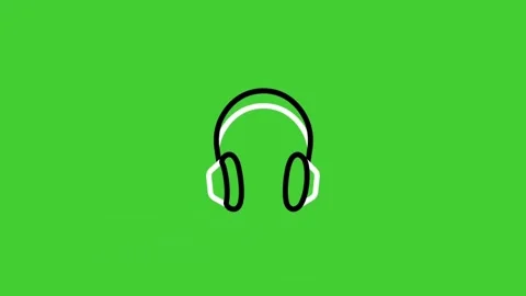 Headphone earphone animated icon on bright green screen background Stock Footage 314767468
