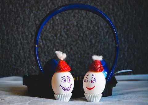 Headphone eggs Stock Photos
