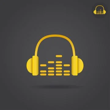 Headphone with eq icon Stock Illustration