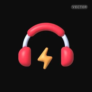 Headphone with flash 3d icon, great design for any purposes. Vector illustration Stock Illustration
