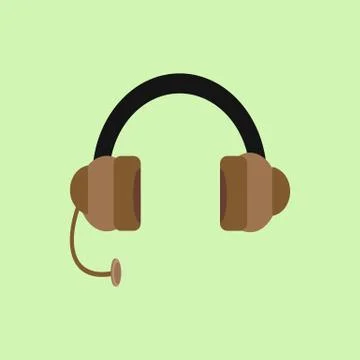 Headphone Flat Design Vector Illustration Graphic Stock Illustration