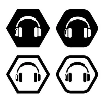 Headphone flat icon vector illustration symbol Isolated template. Illustrazione stock