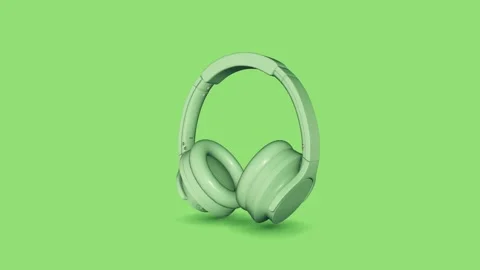 Headphone green Stock Footage 135414760