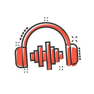 Headphone headset icon in comic style. Headphones vector cartoon illustration Stock Illustration