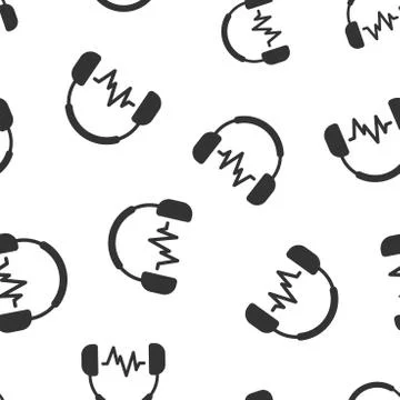Headphone headset icon seamless pattern background. Headphones vector illustr Stock Illustration
