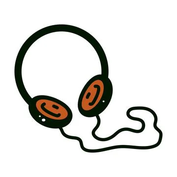 Headphone icon in comic style. Accessory Isolated on white background. Stock Illustration