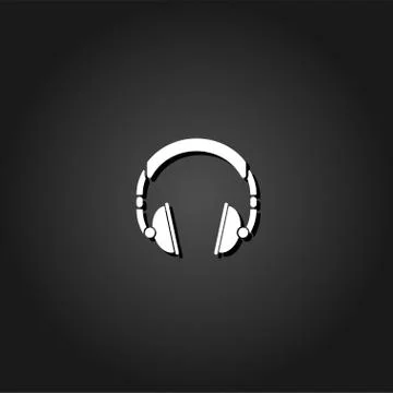 Headphone icon flat Stock Illustration