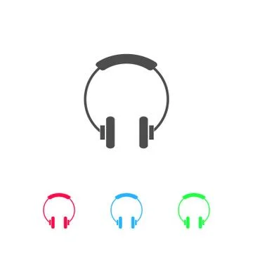 Headphone icon flat. Stock Illustration