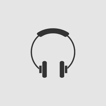 Headphone icon flat. Stock Illustration