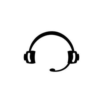 Headphone Icon In Flat Style Vector For App, UI, Websites. Black Icon Vector Stock Illustration