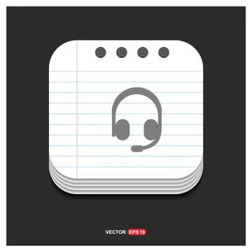 Headphone Icon Gray icon on Notepad Style template Vector EPS 10 Free Icon Illustrazione stock