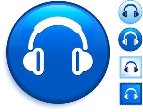 Headphone Icon on Internet Button Foto stock