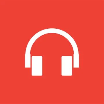 Headphone Icon On Red Background. Red Flat Style Vector Illustration Stock Illustration