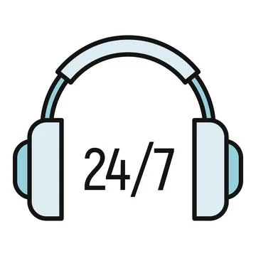 Headphone icon representing 247 customer service support Stock Illustration