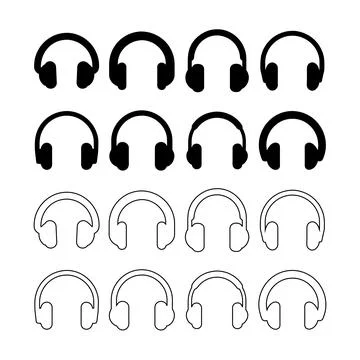 Headphone icons set Stock Illustration