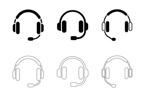 Headphone icons set Stock Illustration