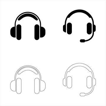 Headphone icons set Stock Illustration