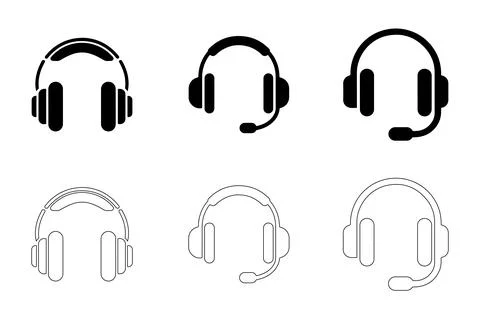 Headphone icons set Stock Illustration