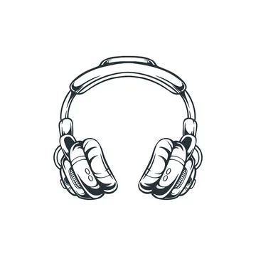 Headphone illustration hand drawn Stock Illustration